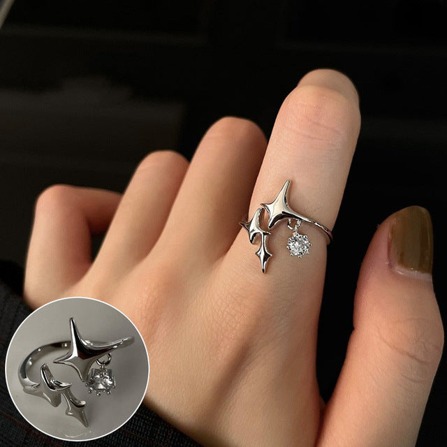 Minimalist 925 Silver Ring for Women Fashion Creative Irregular Geometric Aestethic Open Rings Birthday Party Jewelry Gift